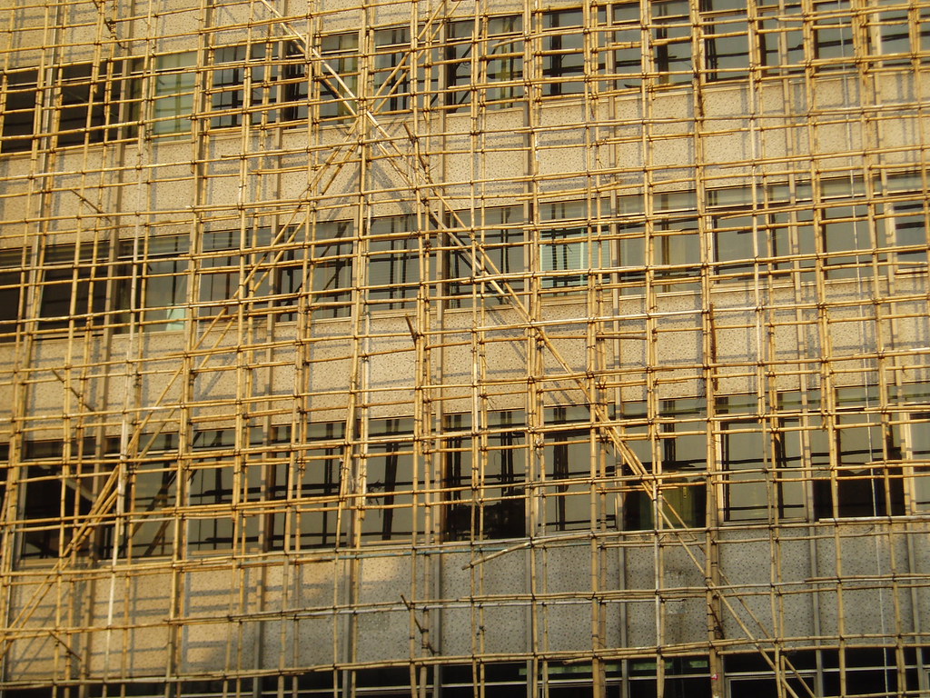 Image of bamboo scaffolding on a building